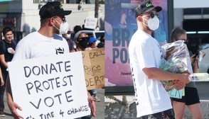 Jake Paul protesting
