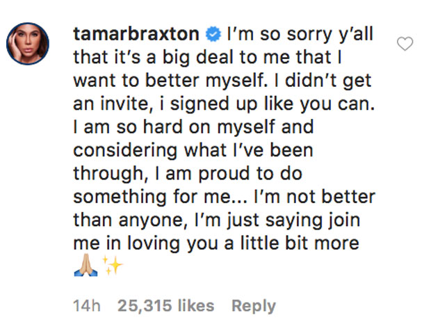 Tamar Braxton's Instagram clap back