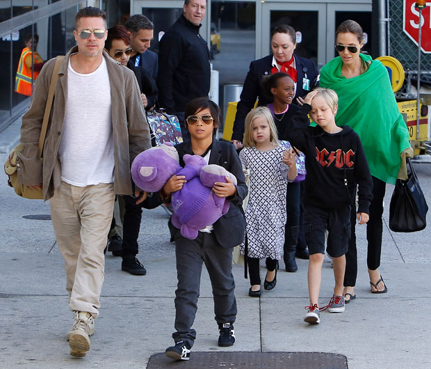 Brad Pitt & Angelina Jolie with their kids in LA