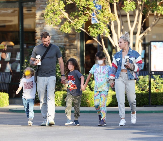 Brian Austin Green & Sharna Burgess Hold Hands With His Kids