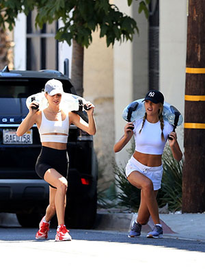 Scarlet & Sophia Stallone working out