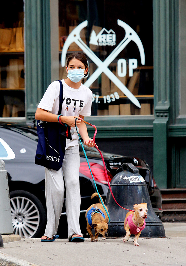 Suri Cruise & her dogs in NYC