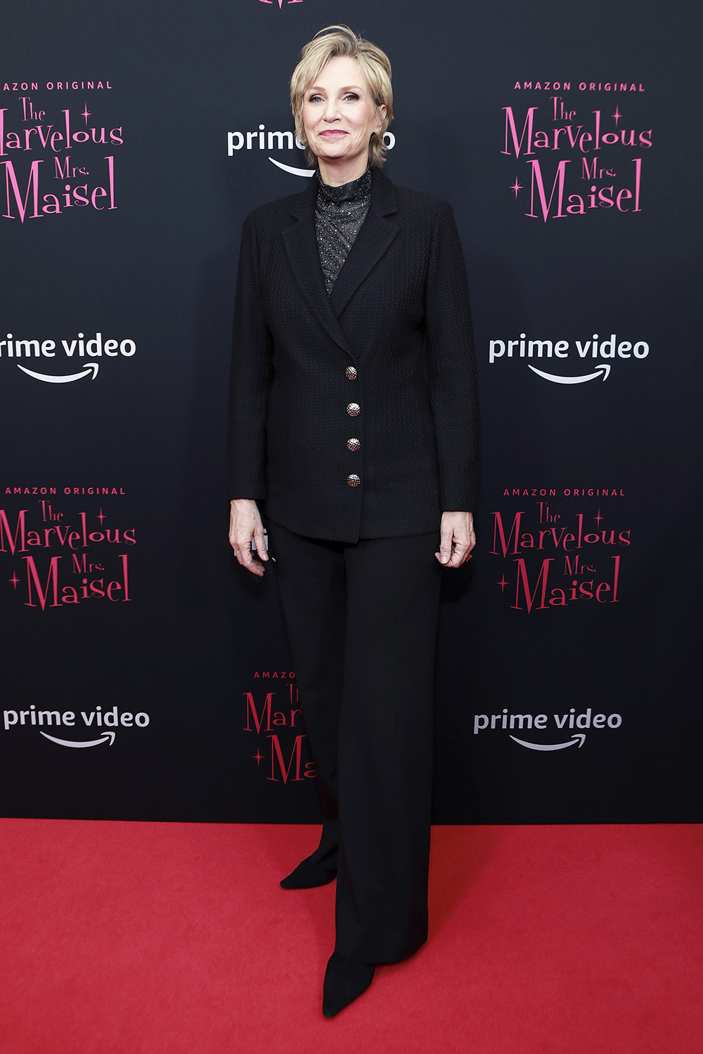 Jane Lynch attends Amazon Prime Video's "The Marvelous Mrs. Maisel" season 3 premiere at the Museum of Modern Art on Tuesday, Dec. 3, 2019, in New York. (Photo by Jason Mendez/Invision/AP)