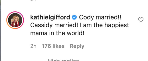 Kathie Lee Gifford comments on Instagram