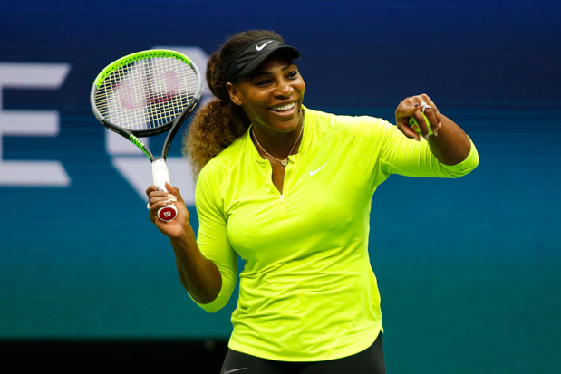 Serena Williams of United States laughs whole practising before the start of the US Open at the USTA Granstand Tennis Court on August 23, 2019 in New York City, USA. © Elena Leoni CAP/EL ©Elena Leoni/Capital Pictures. 23 Aug 2019 Pictured: Serena Williams. Photo credit: EL/Capital Pictures / MEGA TheMegaAgency.com +1 888 505 6342 (Mega Agency TagID: MEGA487393_001.jpg) [Photo via Mega Agency]