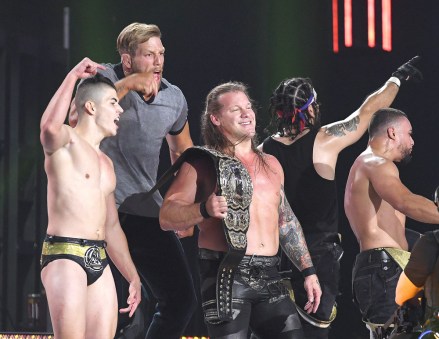 Wrestling Stars that appear on the first AEW program and TNT. AEW from Capital One Arena in Washington DC debut on October 2, 2019 in Washington DC.

Pictured: Sammy Guevara,Chris Jericho and Jack Hager and Santana and Ortiz
Ref: SPL5120145 031019 NON-EXCLUSIVE
Picture by: Jackie Brown / SplashNews.com

Splash News and Pictures
USA: +1 310-525-5808
London: +44 (0)20 8126 1009
Berlin: +49 175 3764 166
photodesk@splashnews.com

World Rights