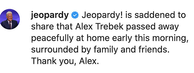 Alex Trebek statement