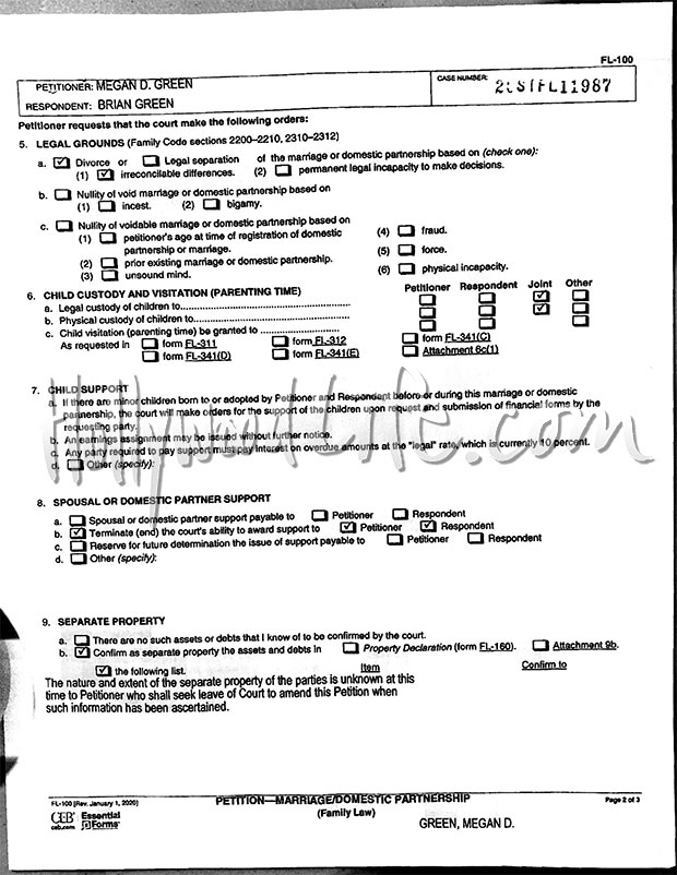 Megan Fox divorce filing