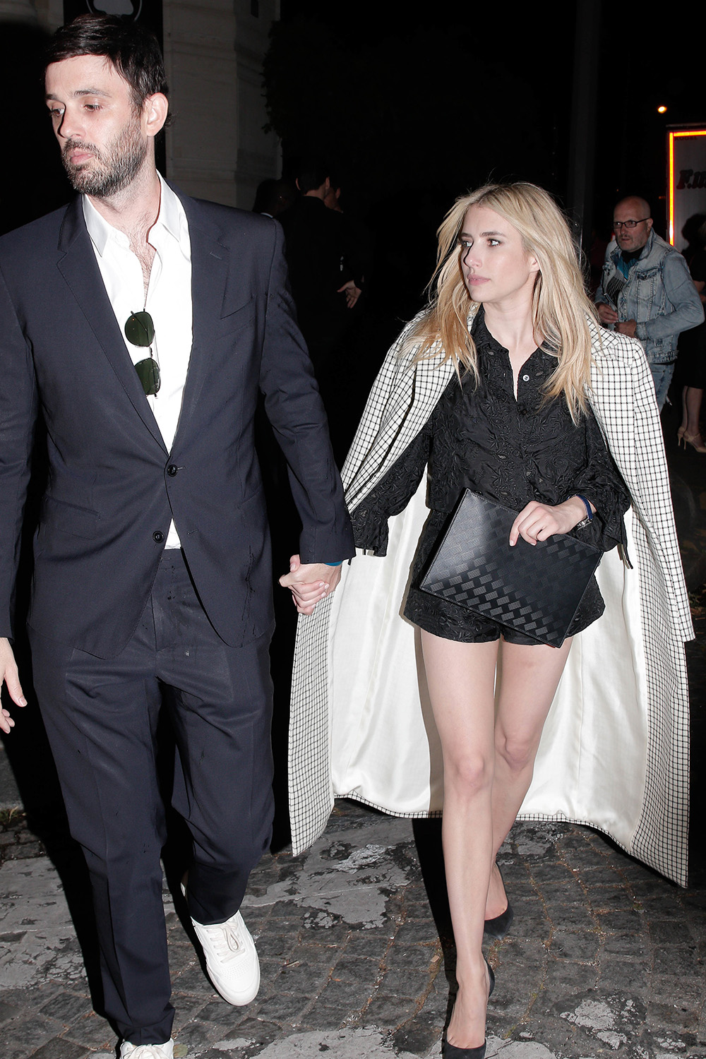 EXCLUSIVE: Emma Roberts and her new boyfriend seen leaving MontBlanc party in Paris