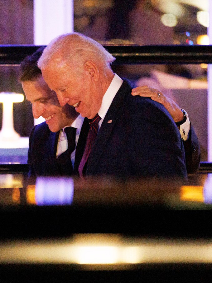 Joe Biden & Emmanuel Macron Leave Dinner