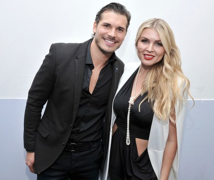 (L-R) Gleb Savchenko and Elena Samodanova at the 8th Annual World Choreography Awards held at The Saban Theatre in Beverly Hills, CA on Tuesday, ​October 23, 2018. (Photo By Sthanlee B. Mirador/Sipa USA)(Sipa via AP Images)