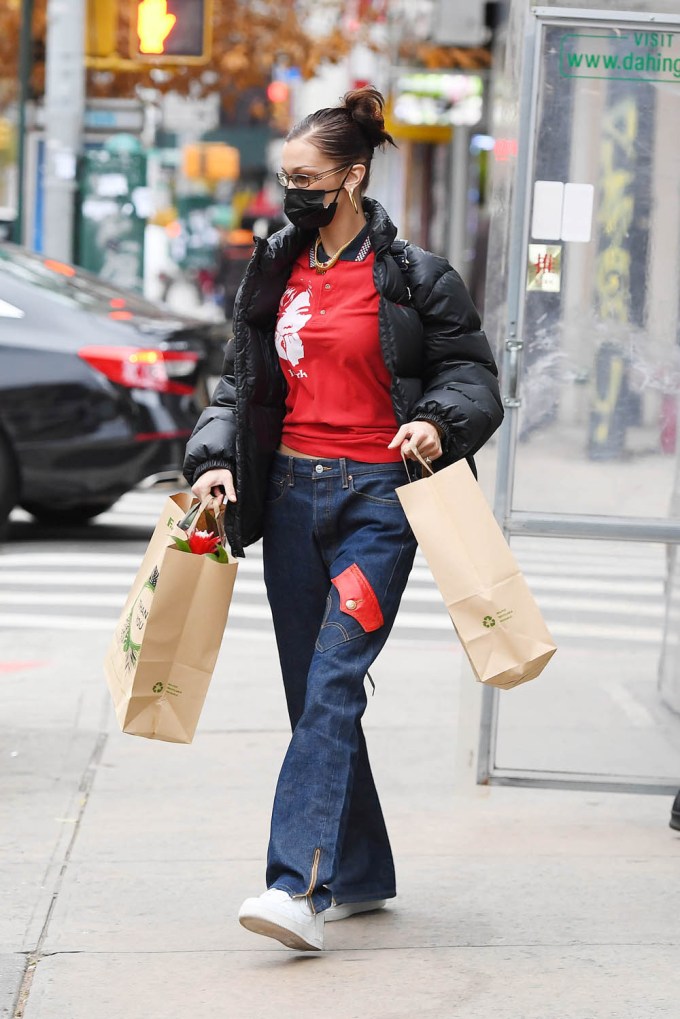 Bella Hadid Picks Up Flowers