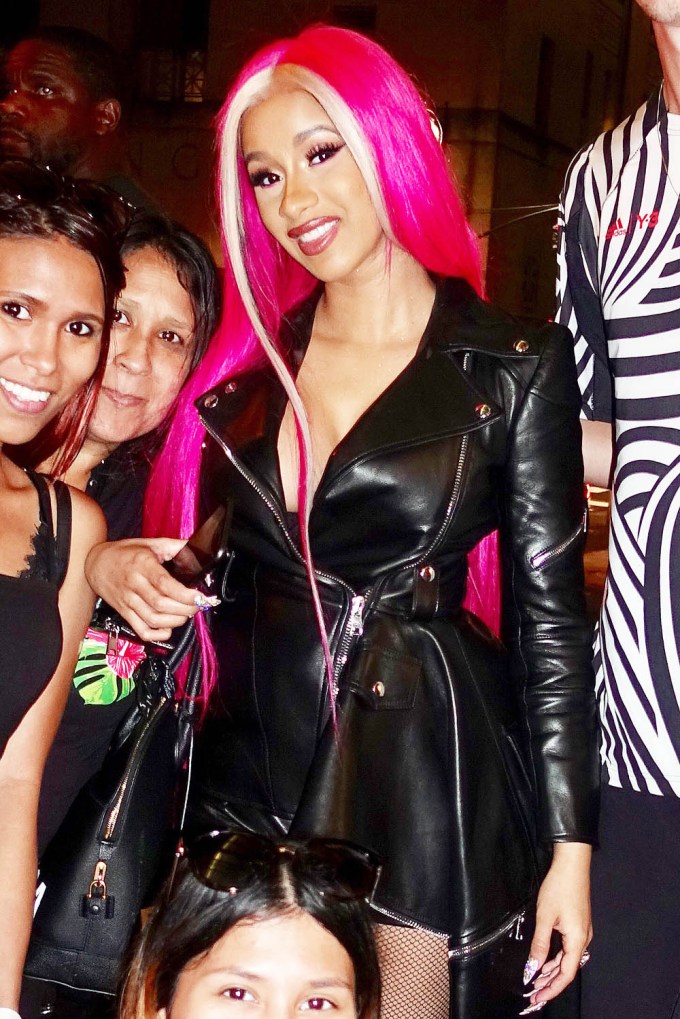 Cardi B In Neon Pink Wig