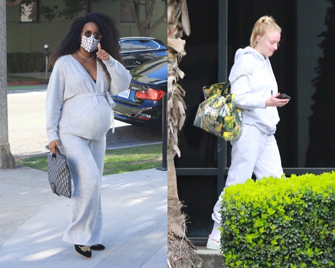 Pregnant Celebrity Moms Out In Sweats: Kelly Rowland, Sophie Turner & More