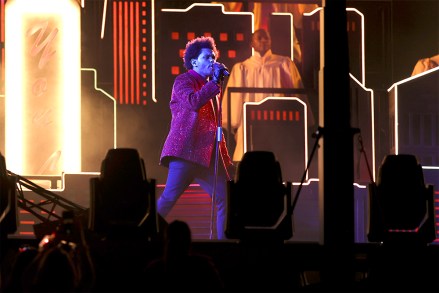 The Weeknd performs at the Pepsi Halftime Show during the NFL Super Bowl 55 football game between the Kansas City Chiefs and Tampa Bay Buccaneers, Sunday, Feb. 7, 2021 in Tampa, Fla. (Ben Liebenberg via AP)