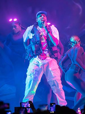 Chris Brown singing on stage