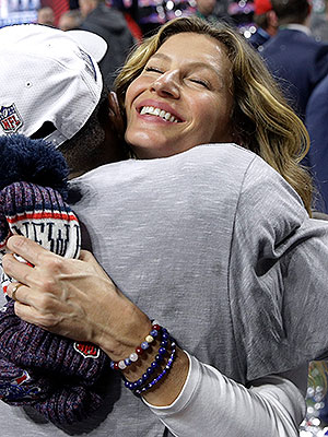 Gisele Bundchen & Tom Brady Hugging at the Super Bowl