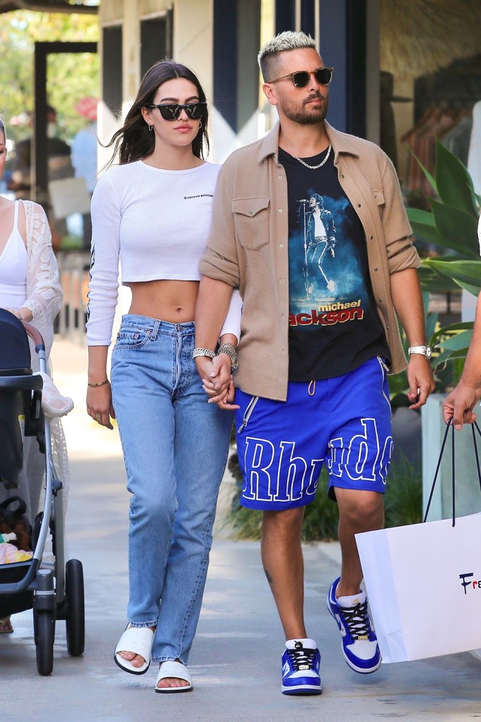 Scott Disick & Amelia Hamlin Hold Hands While Shopping