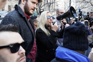 U.S. Representitive Margorie Taylor Green is mobbed by media when she speaks as Trump Supporters and protesters gather outside of New York Criminal Court at 100 Centre Street awaiting the arrival and the arraignment of Former President Donald Trump after a grand jury indictment in New York City on Tuesday, April 4, 2023. Donald Trump was indicted Thursday by a Manhattan grand jury on more than 30 counts related to business fraud. Manhattan District Attorney Alvin Bragg has been investigating the former president in connection with his alleged role in a hush money payment scheme and cover-up involving adult film star Stormy Daniels.
Grand Jury Indictment of Former President Donald Trump, New York, United States - 04 Apr 2023