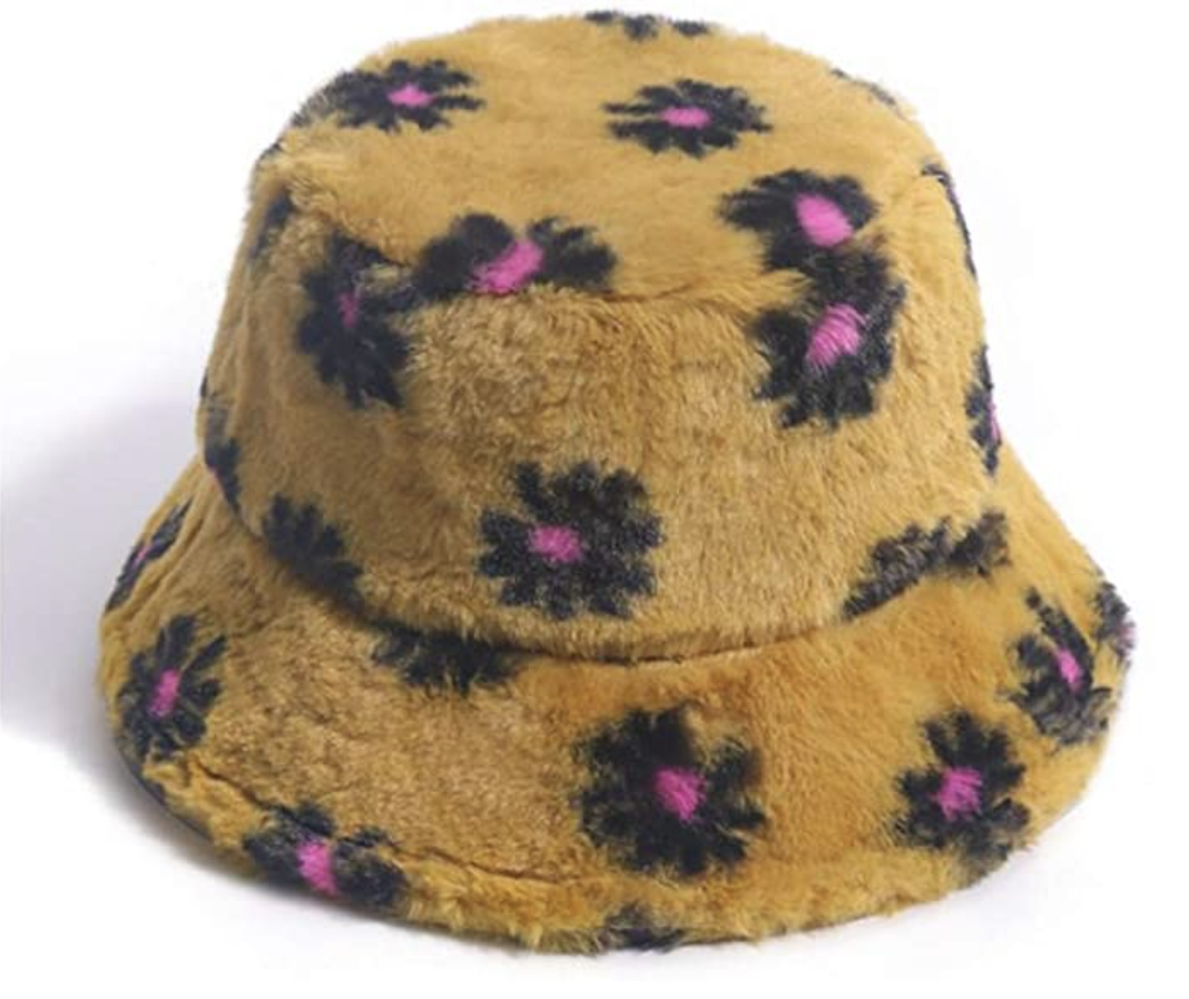 flower furry bucket hat