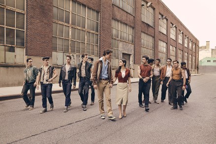 © 2019 Twentieth Century Fox Film Corporation.  All Rights Reserved.
Photo by Ramona Rosales.
Left to Right:
Anybodys (Ezra Menas), Mouthpiece (Ben Cook), Action (Sean Harrison Jones); Jets leader Riff (Mike Faist); Baby John (Patrick Higgins); Tony (Ansel Elgort) and Maria (Rachel Zegler); Maria’s brother and Sharks leader Bernardo (David Alvarez); and Sharks members Quique (Julius Anthony Rubio), Chago (Ricardo Zayas), Chino (Josh Andrés Rivera), Braulio (Sebastian Serra) and Pipo (Carlos Sánchez Falú)