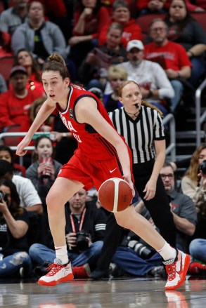 USA Women's National Team forward Breanna Stewart (10) drives the ball up court during an NCAA women's exhibition basketball game against Louisville, in Louisville, Ky
National Team Basketball, Louisville, USA - 02 Feb 2020