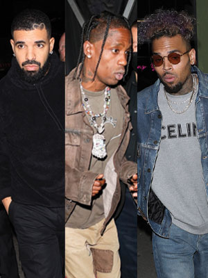 Drake, Travis Scott, Chris Brown