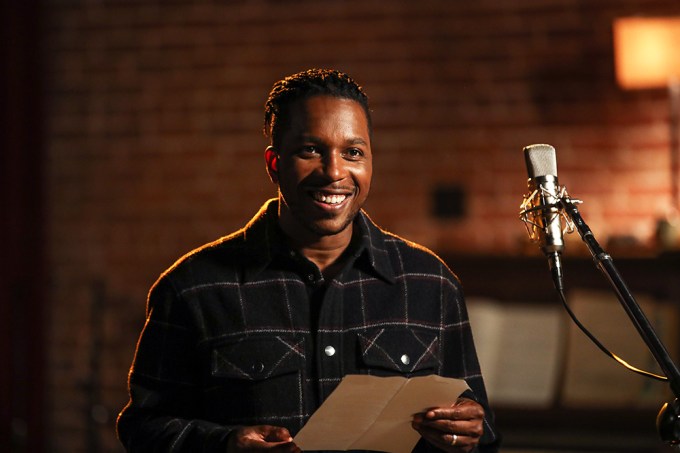 Leslie Odom Jr. is seen shooting an ad for Bayer Aspirin