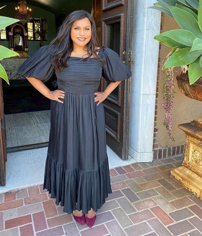 Mindy Kaling wars a dress by Sea New York