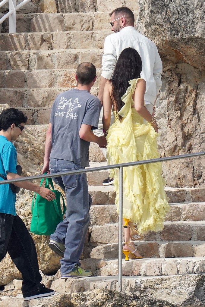 Bella Hadid & Marc Kalman Stroll Up Steps