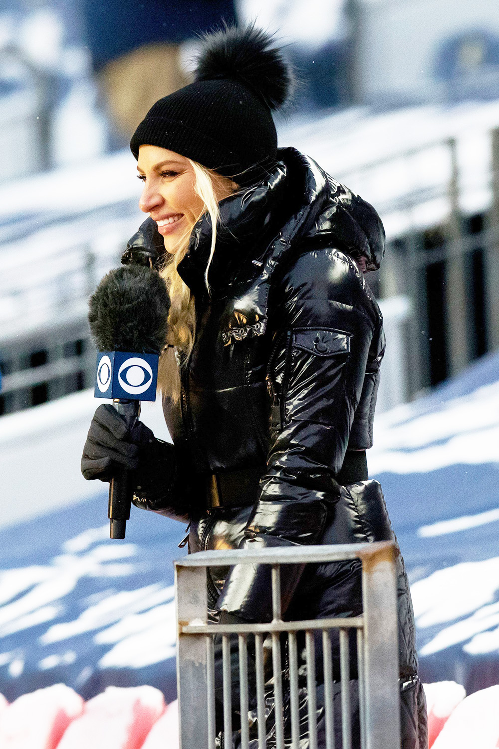 Sideline reporter Melanie Collins reports from the stands after an NFL football gamebetween the Denver Broncos and the Kansas City Chiefs, in DenverChiefs Broncos Football, Denver, United States - 25 Oct 2020