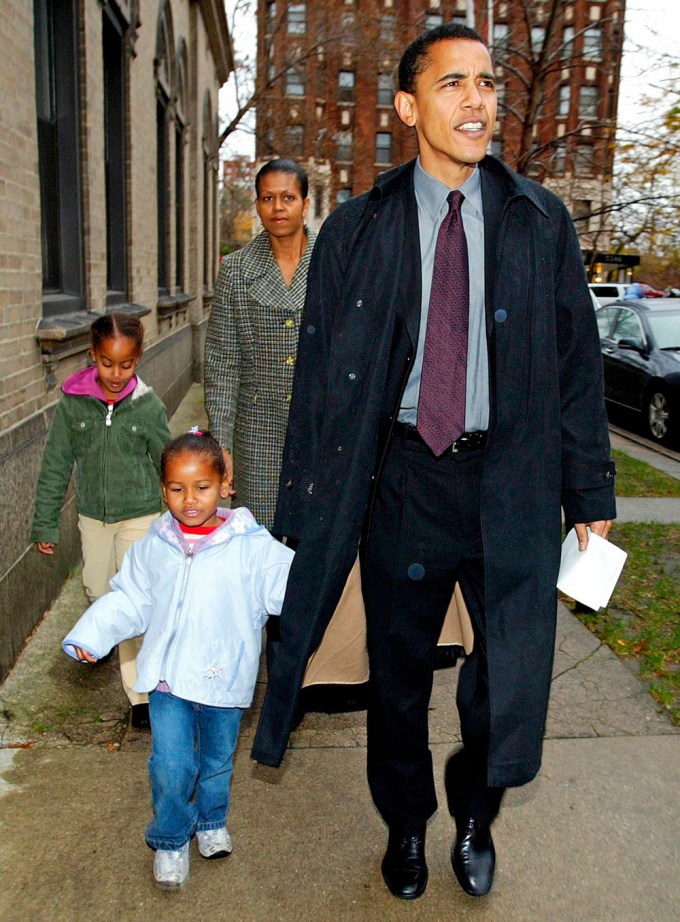 The Obamas on Election Day in 2004