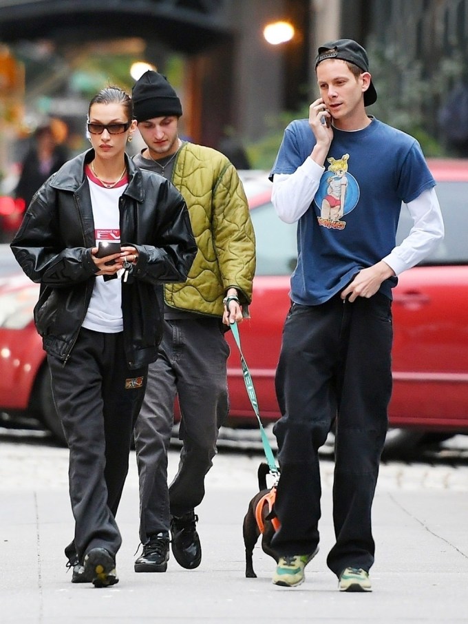 Bella Hadid & Marc Kalman with Anwar Hadid in NYC