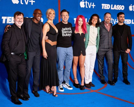 Jeremy Swift, Moe Jeudy-Lamour, Hannah Waddingham, Jason Sudeikis, Juno Temple, Cristo Fernández, Brendan Hunt, and Brett Goldstein
Apple's 'Ted Lasso' season 2 premiere, Los Angeles, California, USA - 15 Jul 2021