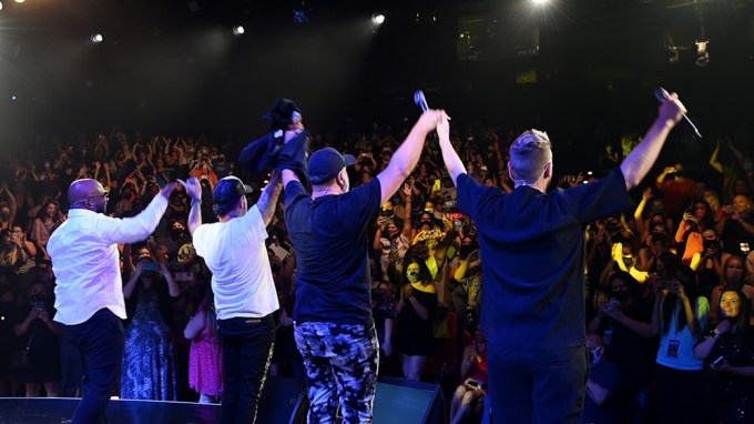 Wanya Morris of Boyz II Men, Backstreet Boys’ AJ McLean, NSync’s Joey Fatone and Backstreet Boys’ Nick Carter