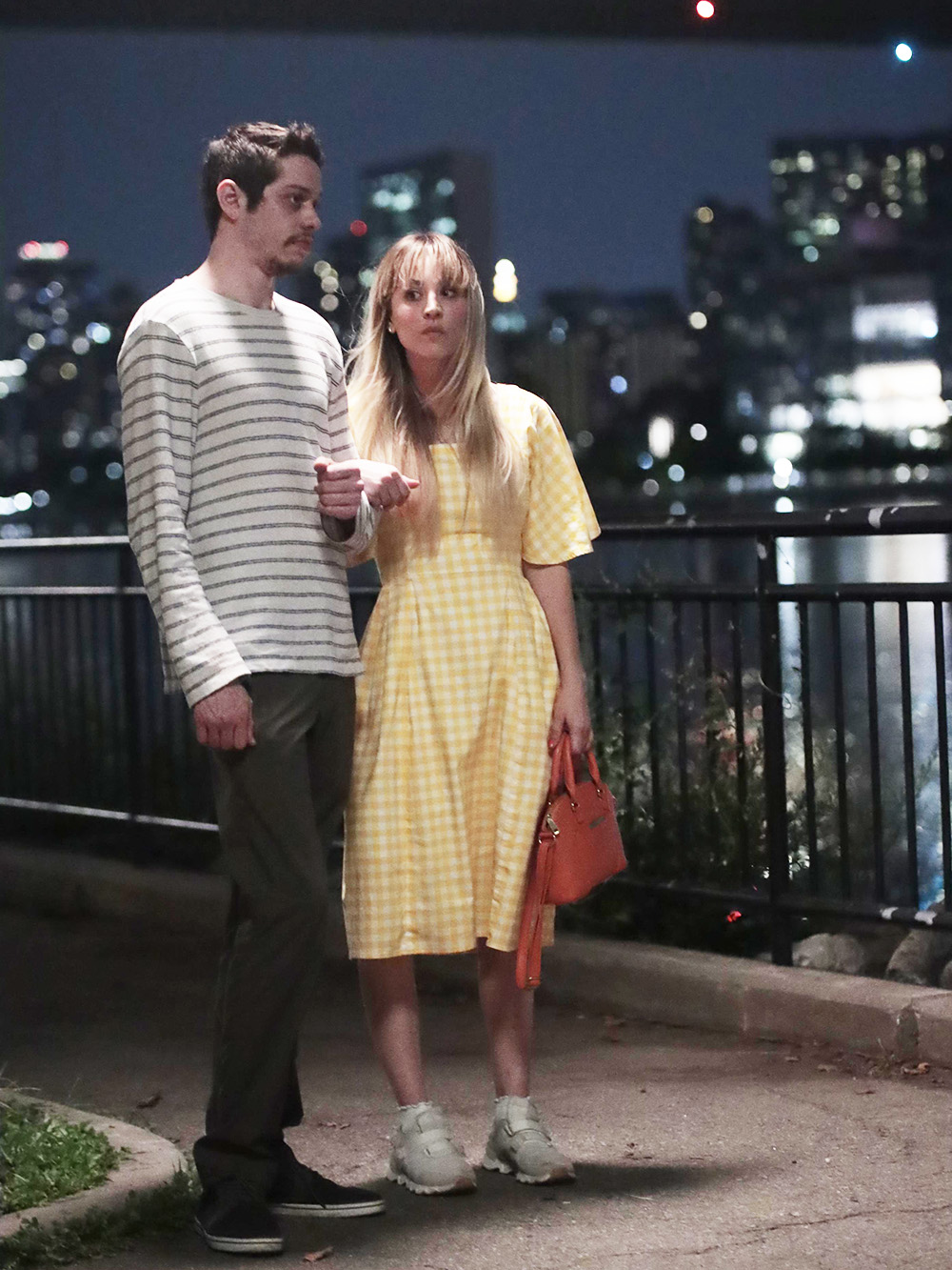 Pete Davidson and Kaley Cuoco filming “Meet Cute.”