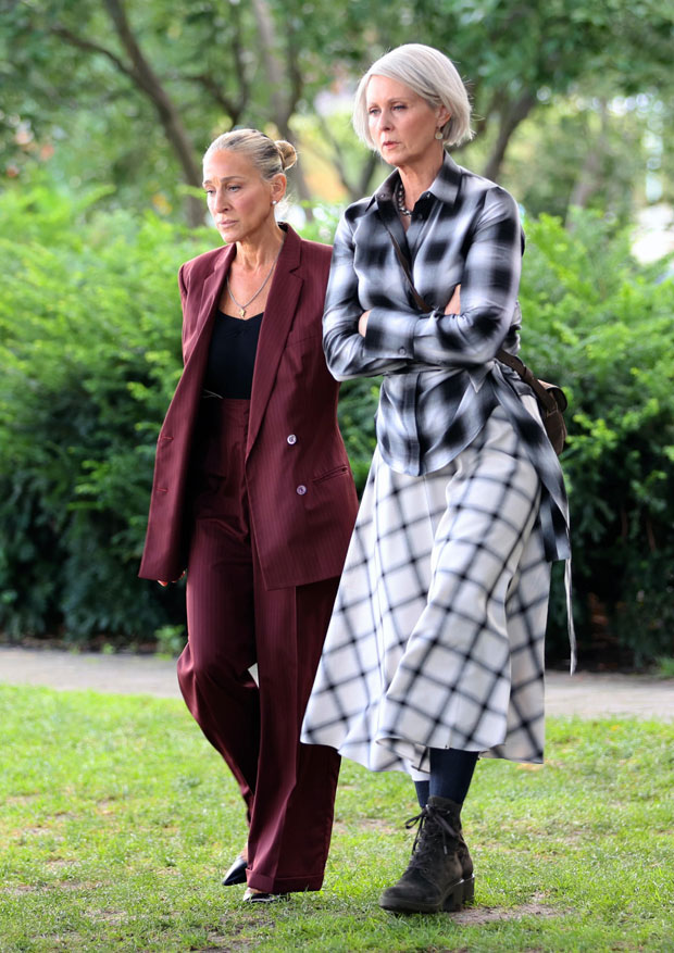 Sarah Jessica Parker & Cynthia Nixon Film A Scene In A Park