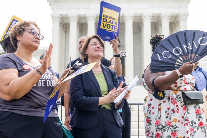 Amy Klobuchar At A Rally Supporting The ‘For The People Act’