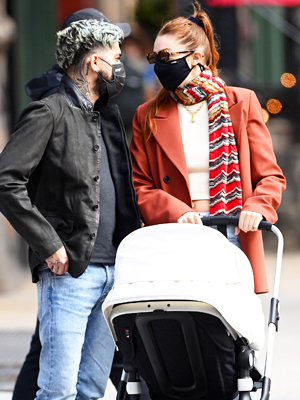 gigi hadid, zayn malik, and daughter khai in stroller