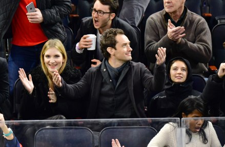 Phillipa Coan, Jude Law and Iris LawCelebrities at New Jersey Devils v New York Rangers, NHL ice hockey match, Madison Square Garden, New York, USA - 18 Dec 2016