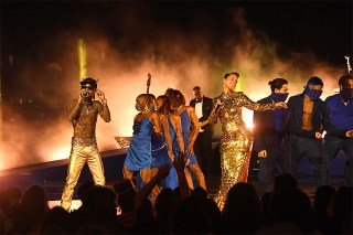 BROOKLYN, NEW YORK - SEPTEMBER 12: In this image released on September 12, Swae Lee and Alicia Keys perform onstage at Liberty State Park in Jersey City for the 2021 MTV Video Music Awards broadcast on September 12, 2021.  (Photo by Kevin Mazur/MTV VMAs 2021/Getty Images for MTV/ ViacomCBS)