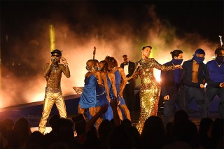 BROOKLYN, NEW YORK - SEPTEMBER 12: In this image released on September 12, Swae Lee and Alicia Keys perform onstage at Liberty State Park in Jersey City for the 2021 MTV Video Music Awards broadcast on September 12, 2021.  (Photo by Kevin Mazur/MTV VMAs 2021/Getty Images for MTV/ ViacomCBS)