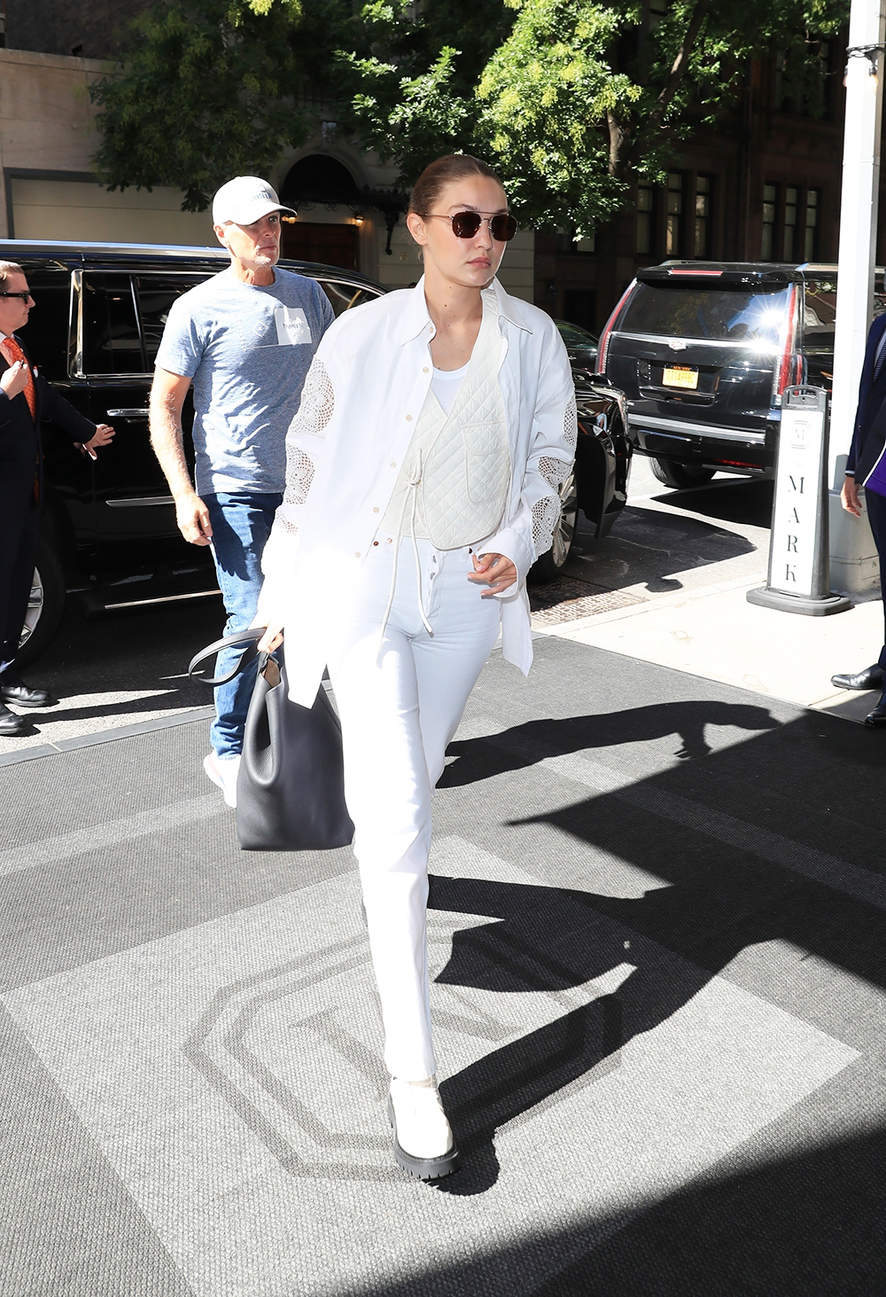 *EXCLUSIVE* Gigi Hadid steps out in all white during NYFW