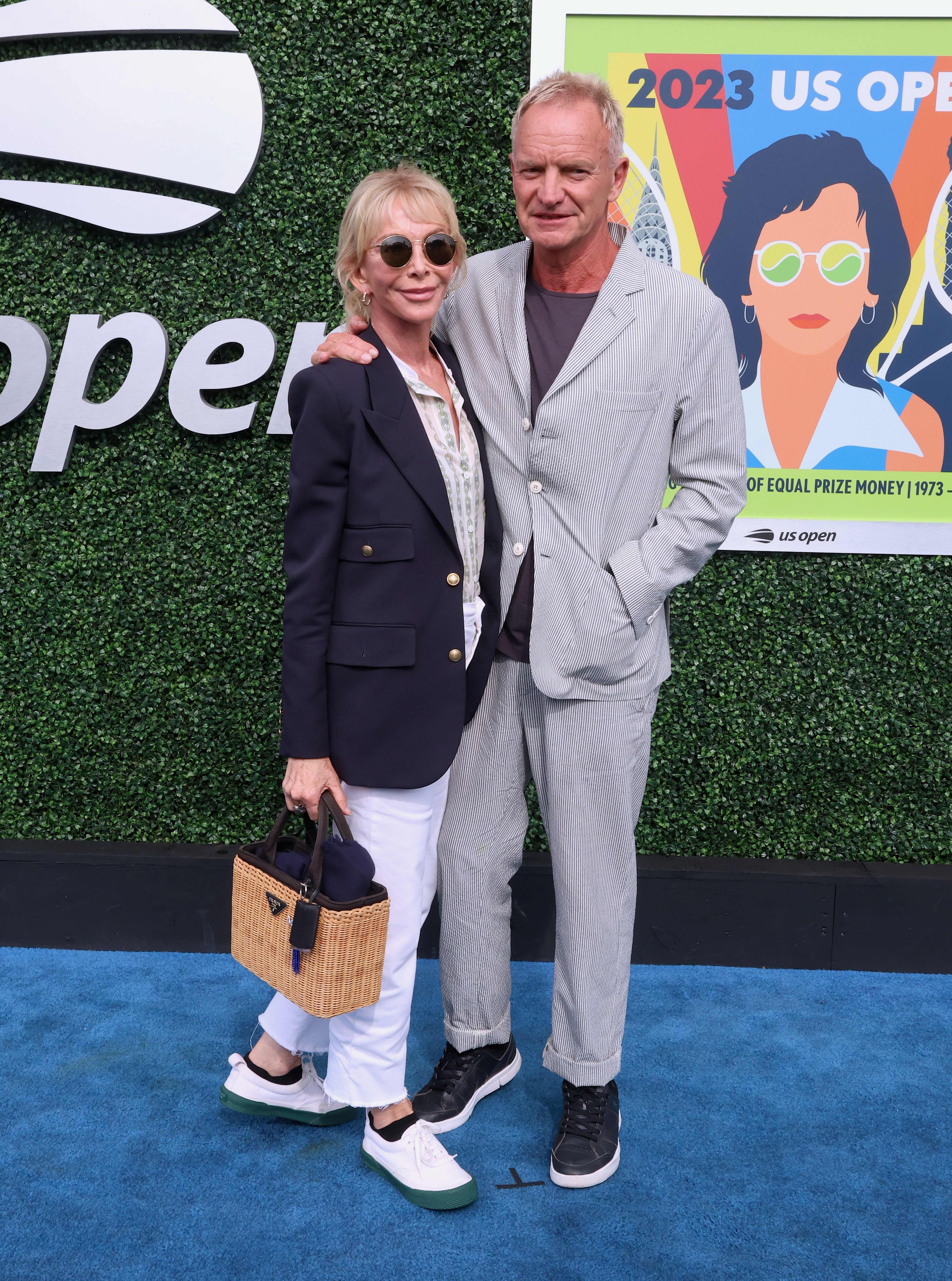 Sting with his wife Trudie Styler arrive at the Men's final of The US Open in New York City, NY, USA on September 10, 2023.
Celebs Arrive At US Open - NYC, New York City, United States - 10 Sep 2023