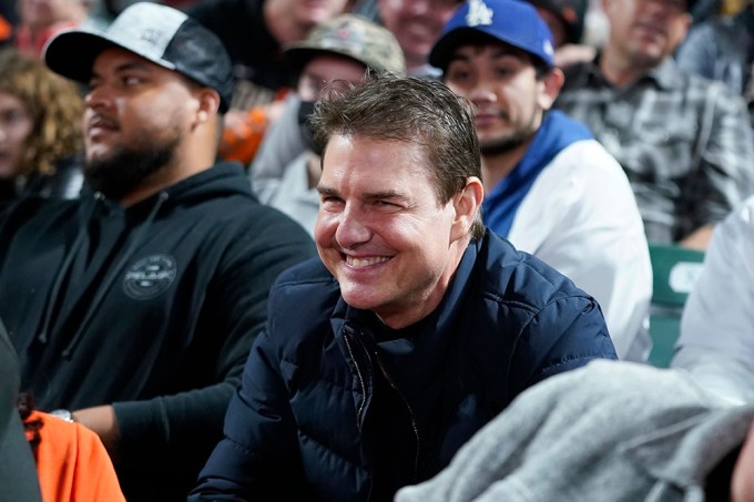 Tom Cruise With His Son Connor At MLB Game