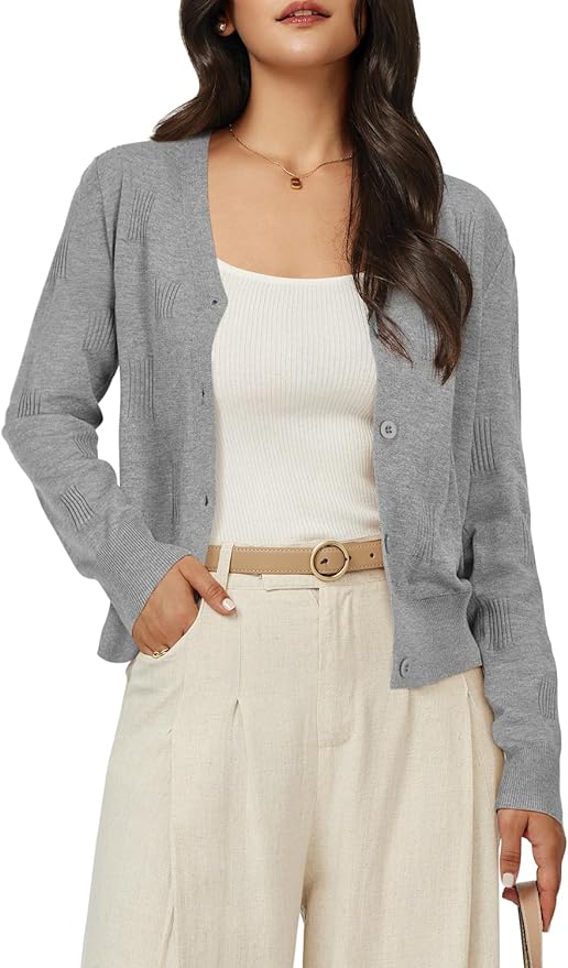 gray cardigan