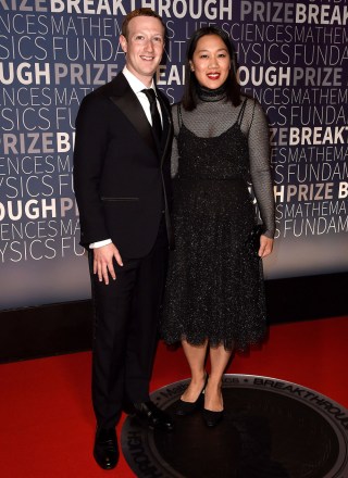 Mark Zuckerberg, Priscilla Chan
Breakthrough Prize, Arrivals, NASA Ames Research Center, Mountain View, USA - 04 Nov 2018