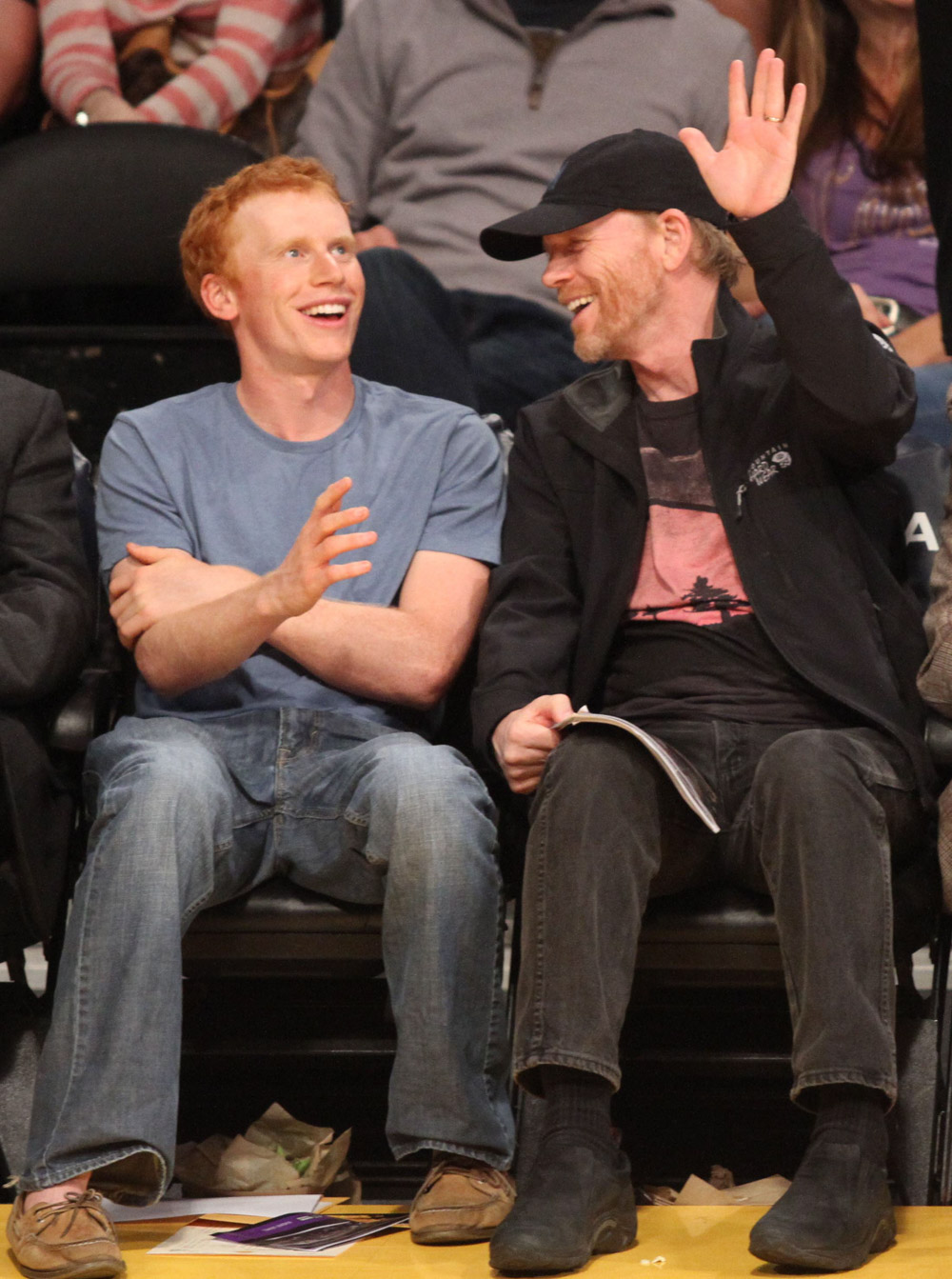 Ron Howard and son Reed Cross at the Lakers game