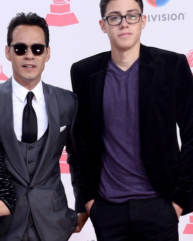 Ryan Adrian Muniz, recording artist Marc Anthony and Cristian Marcus Muniz arrive on the red carpet for the 17th annual Latin Grammy Awards at T-Mobile Arena in Las Vegas, Nevada on November 17, 2016.
Latin Grammy Awards, Las Vegas, Nevada, United States - 17 Nov 2016