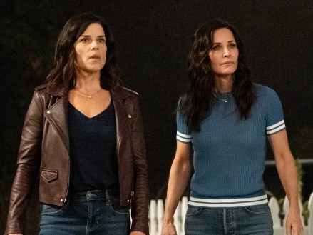 Neve Campbell (“Sidney Prescott”), left, and Courteney Cox (“Gale Weathers”) star in Paramount Pictures and Spyglass Media Group's "Scream."